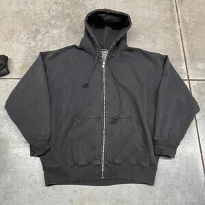 brandy melville christy black zip up heavyweight hoodie size xl WOMENS